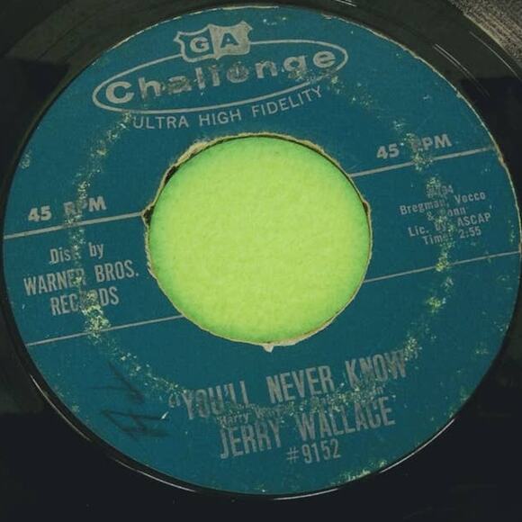 Jerry Wallace - You'll Never Know - Here I Go 9152 Challenge 45rpm Vinyl Record - Picture 2 of 8